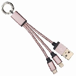 CABLE USB V2.0 A MICRO/A LIGHTNING TIPO LLAVERO ROSA