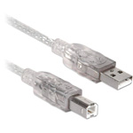 CABLE USB V2.0 TIPO "A" - TIPO "B", 3 m, TRANSLÚCIDO