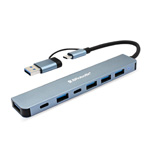 HUB USB 7 PUERTOS CONECTOR DUAL TIPO "A" y TIPO "C" A USB V3.0x5 Y TIPO "C"x2