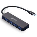 HUB USB V3.0 4 PUERTOS CONEXIÓN TIPO C, NEGRO
