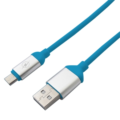 CABLE USB V2.0 A MICRO DE PVC TEXTURIZADO DE 1.25 MTS AZUL 0