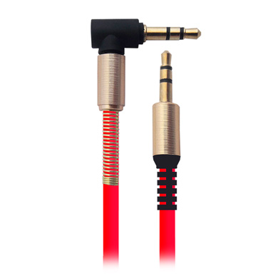 CABLE STEREO DE 90º, MACHO - MACHO, 1 M, ROJO 0