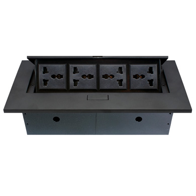 CAJA PARA MESA: 4 PUERTOS DE CORRIENTE. NEGRO 0