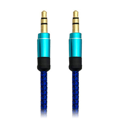 CABLE STEREO DE NYLON, MACHO - MACHO, 1 M, AZUL 0