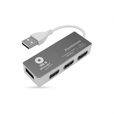 HUB USB V2.0, 4 PUERTOS, "MEDIUM", PLATA 0