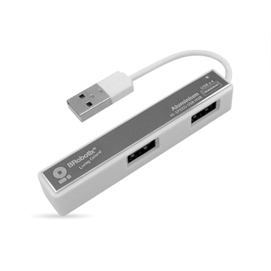HUB USB V2.0, 4 PUERTOS, "SMALL", PLATA 0
