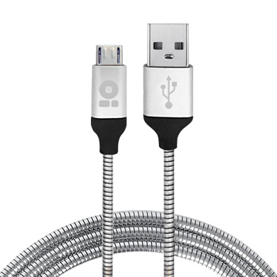 CABLE USB V2.0 TIPO MICRO "B", ACERO INOXIDABLE, 1.0 M 0