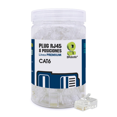 PLUG RJ45 CAT6, 8 POSICIONES, BOTE CON 100 PIEZAS 0