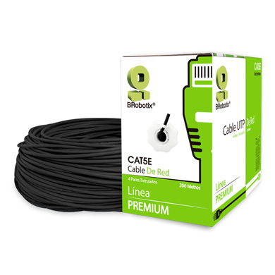 BOBINA CAT5e PARA EXTERIORES, CCA UTP, NEGRO, 200 METROS 0