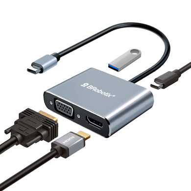 DOCKING 4 EN 1 CONECTOR TIPO "C" A VGA, HDMI 4K 30Hz, USB V3.0, USB TIPO "C" PD 100W 0