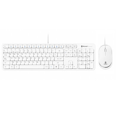 KIT TECLADO Y MOUSE USB ALÁMBRICO ULTRASILENCIOSO MULTIMEDIA, BLANCO
 0