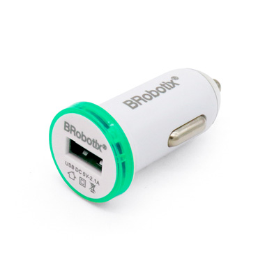CARGADOR USB PARA AUTO, 5V, 2.1A, 1 PUERTO, VERDE 0