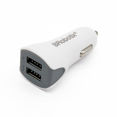 CARGADOR USB PARA AUTO, 5V, 3.1A, 2 PUERTOS, BLANCO 0